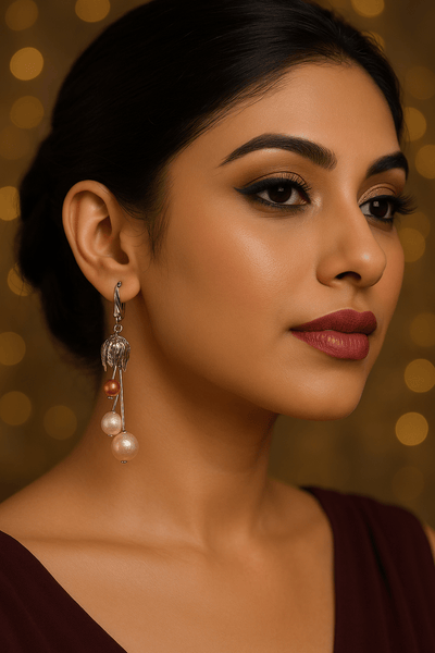 Artistic Drop Bead Dangle Earrings | Designer Anti - Tarnish Jewelry - Maxiblink