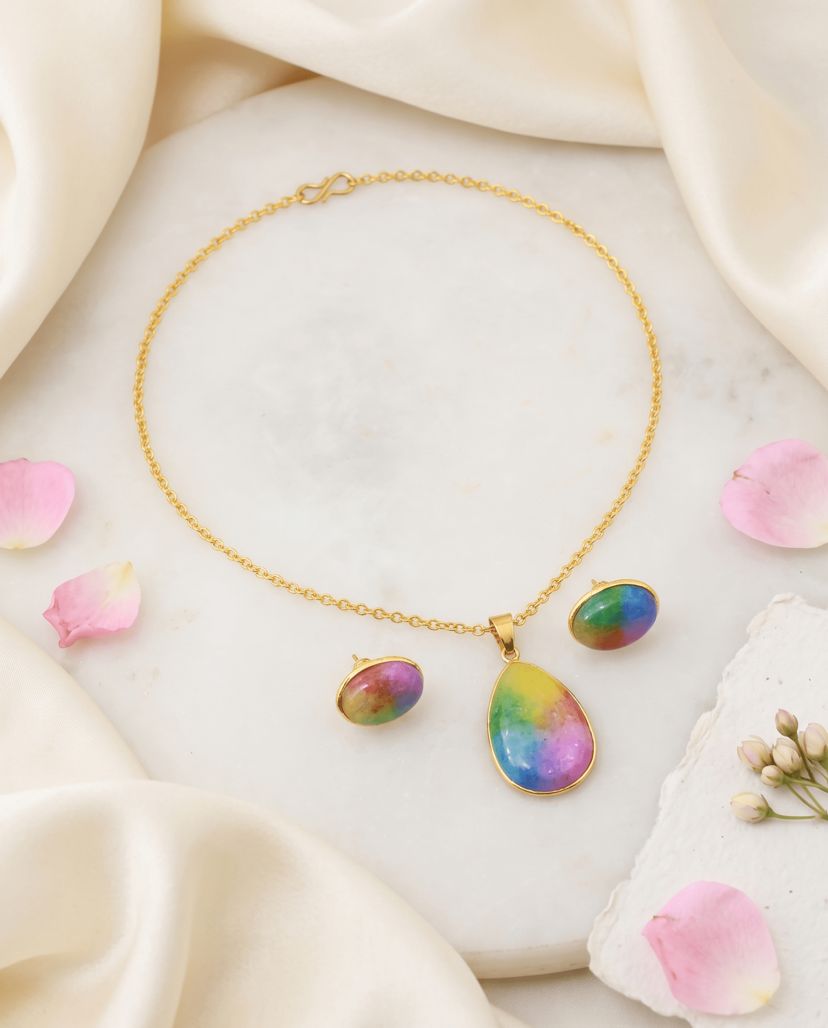 Aurora Opal Teardrop Pendant Set - Maxiblink