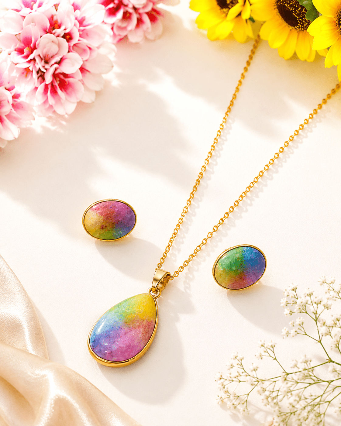 Aurora Opal Teardrop Pendant Set - Maxiblink