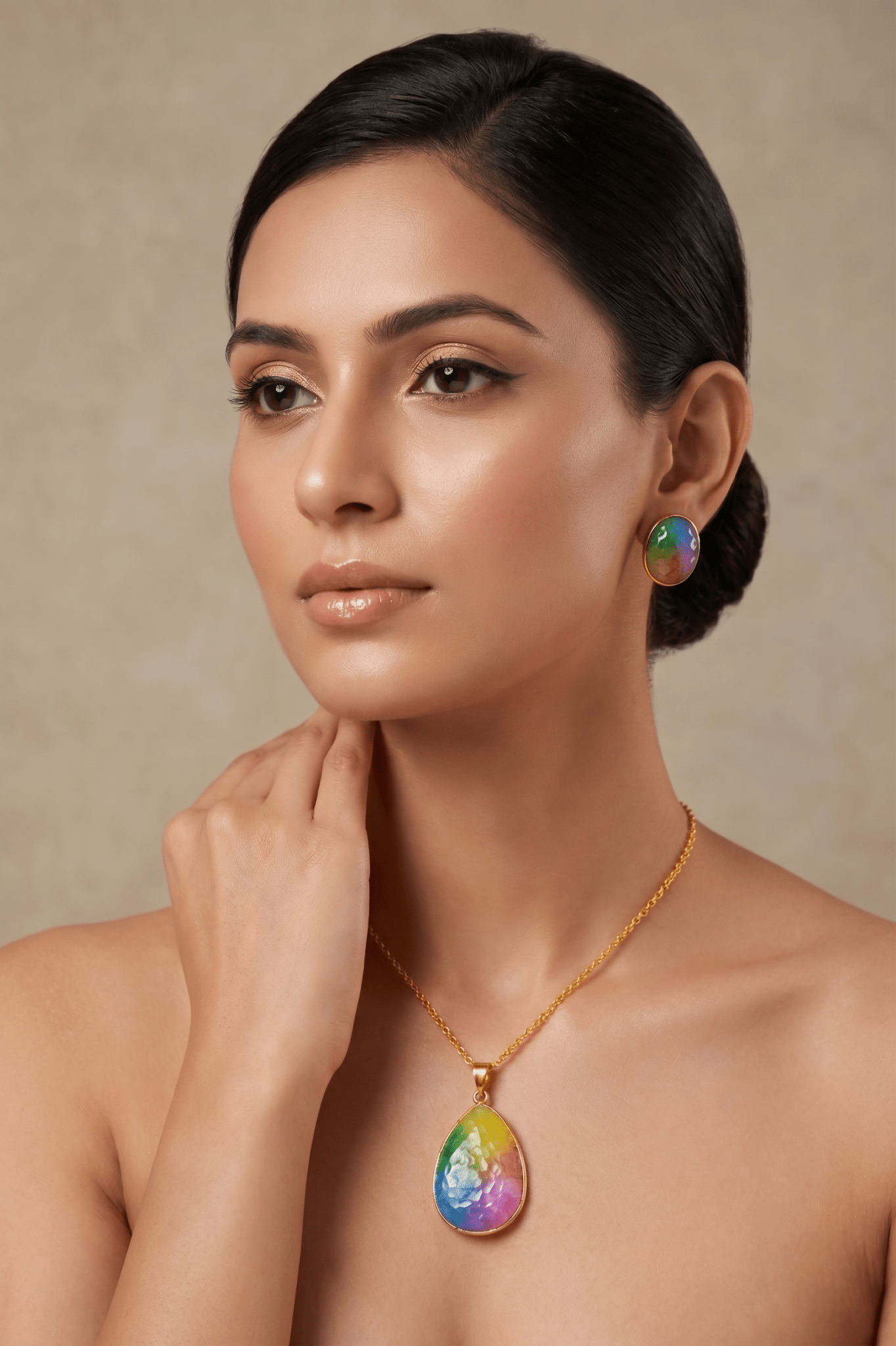 Aurora Opal Teardrop Pendant Set - Maxiblink