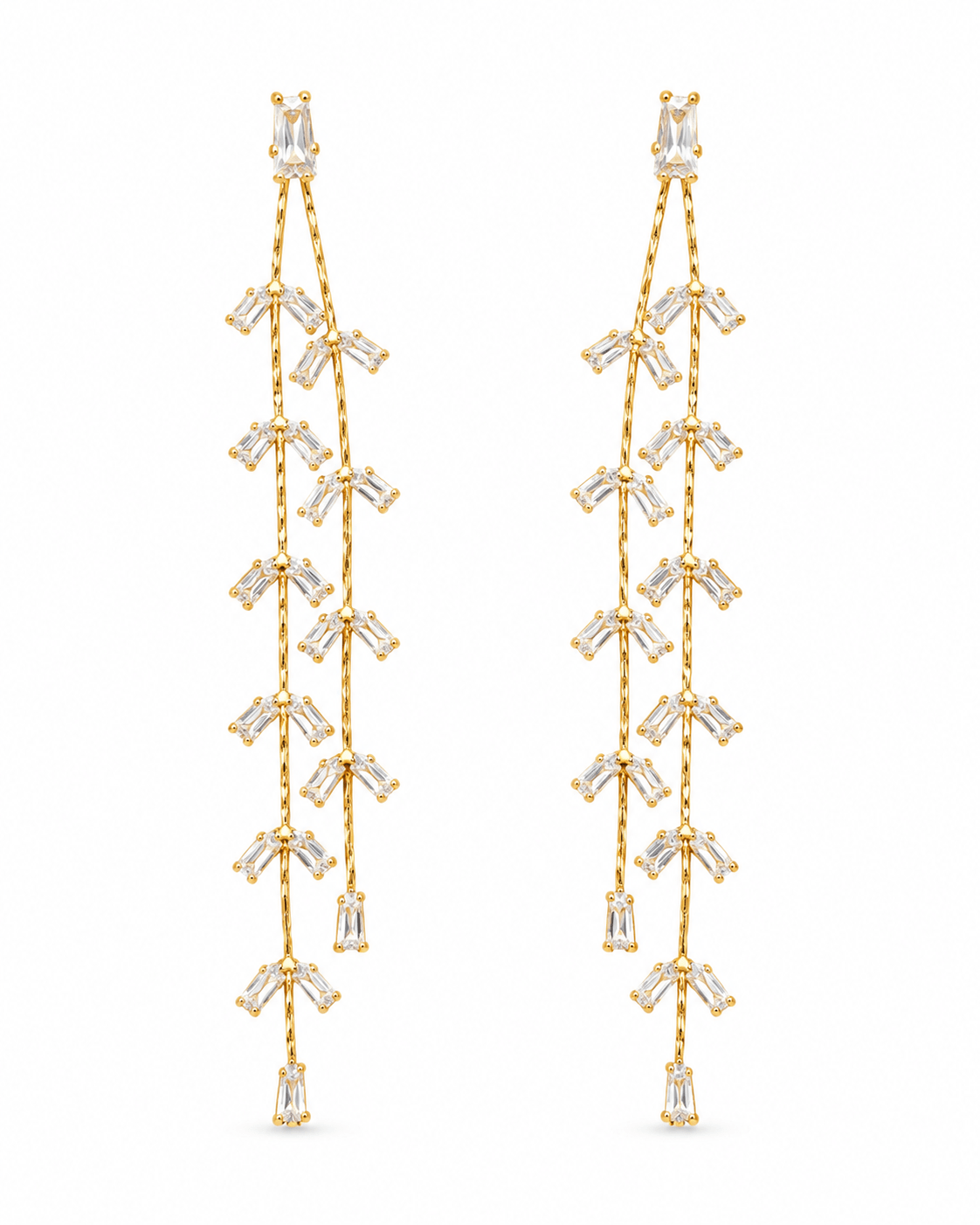 Baguette Crystal Vine Drop Earrings - Maxiblink