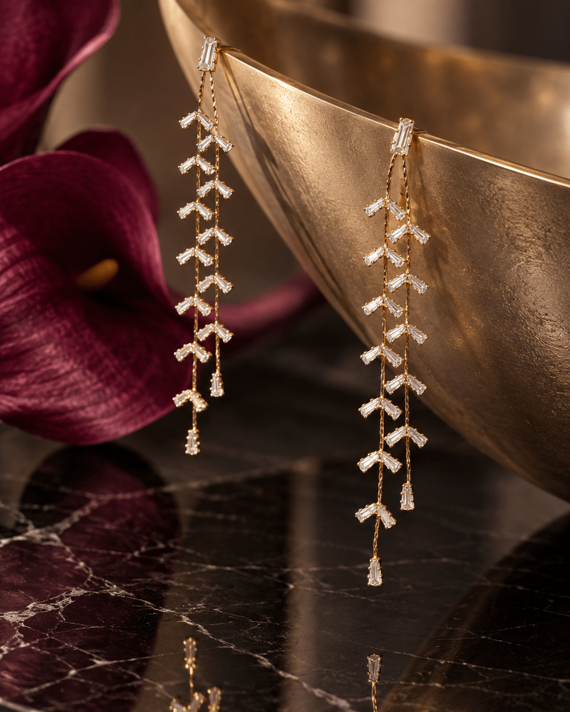 Baguette Crystal Vine Drop Earrings - Maxiblink