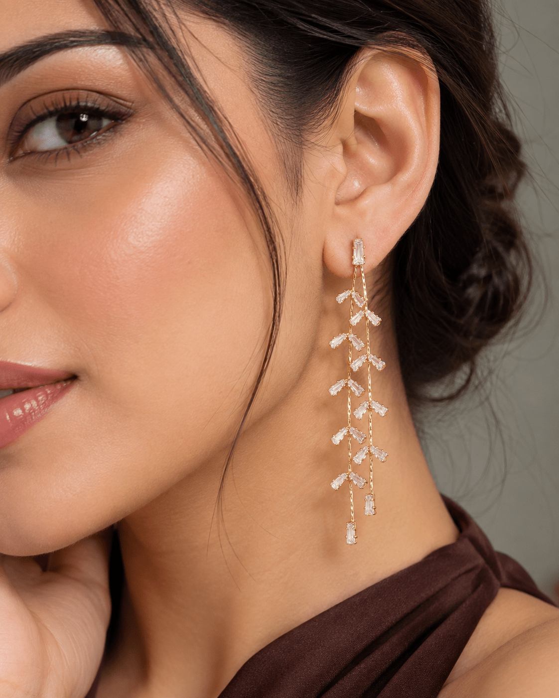 Baguette Crystal Vine Drop Earrings - Maxiblink
