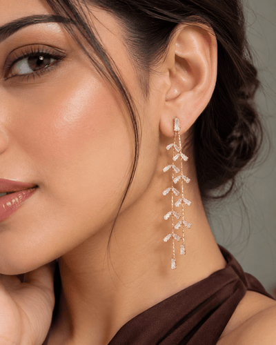 Baguette Crystal Vine Drop Earrings - Maxiblink