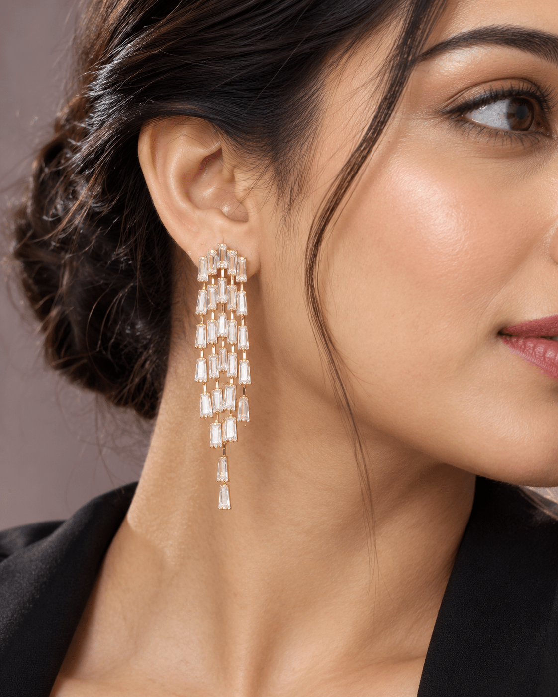 Baguette Crystal Waterfall Drop Earrings - Maxiblink