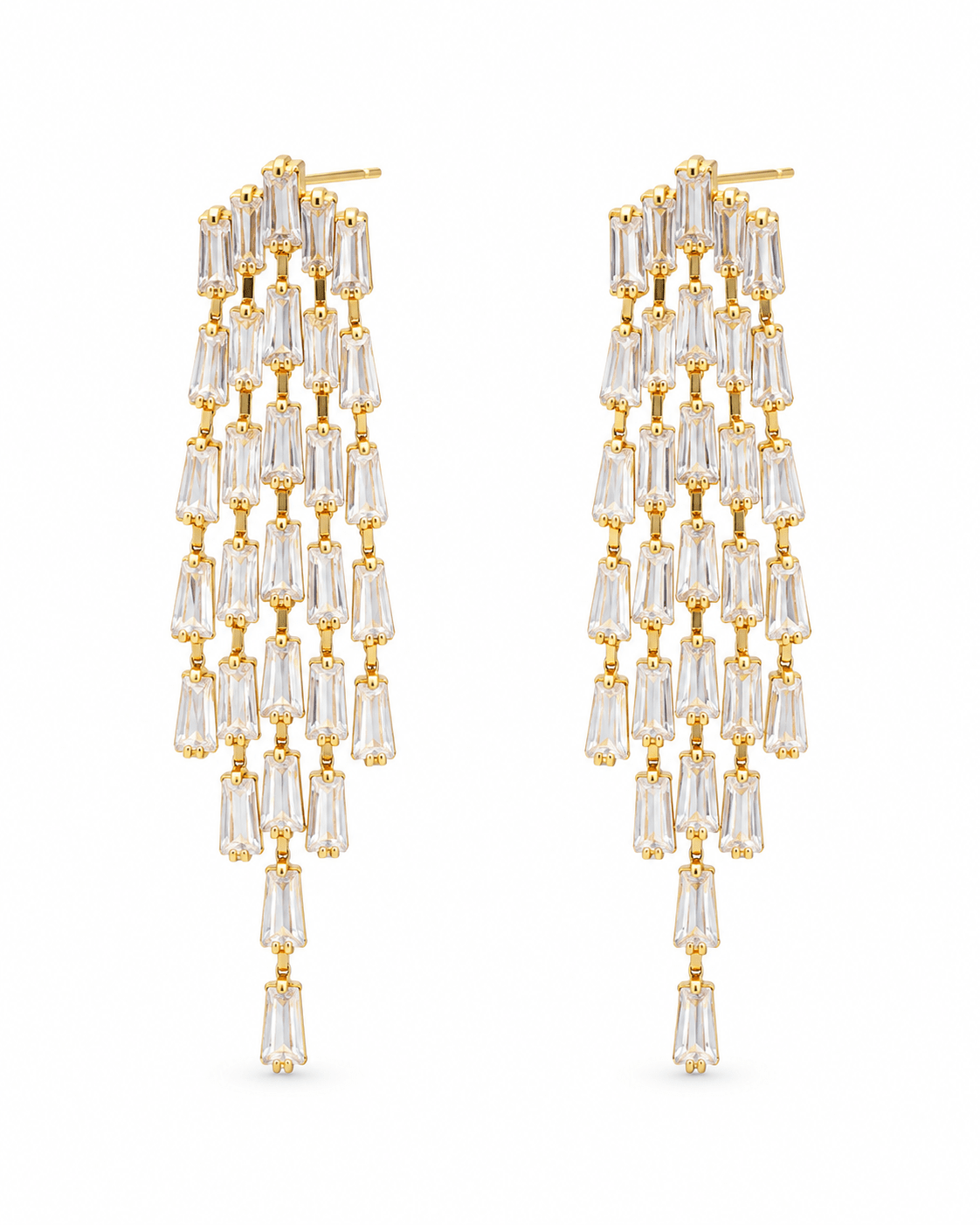 Baguette Crystal Waterfall Drop Earrings - Maxiblink