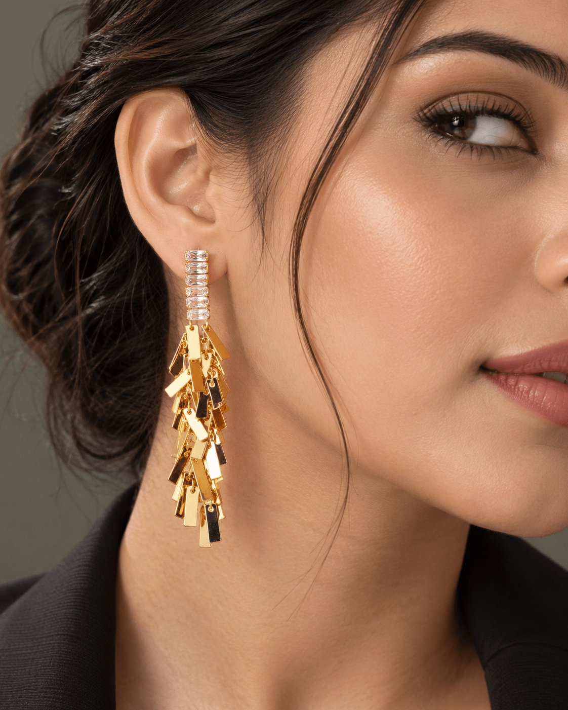 Baguette Fringe Bar Drop Earrings - Maxiblink