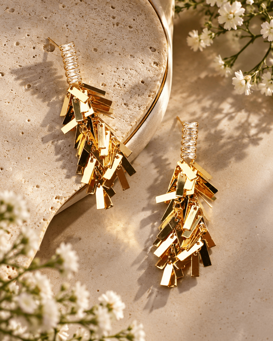 Baguette Fringe Bar Drop Earrings - Maxiblink
