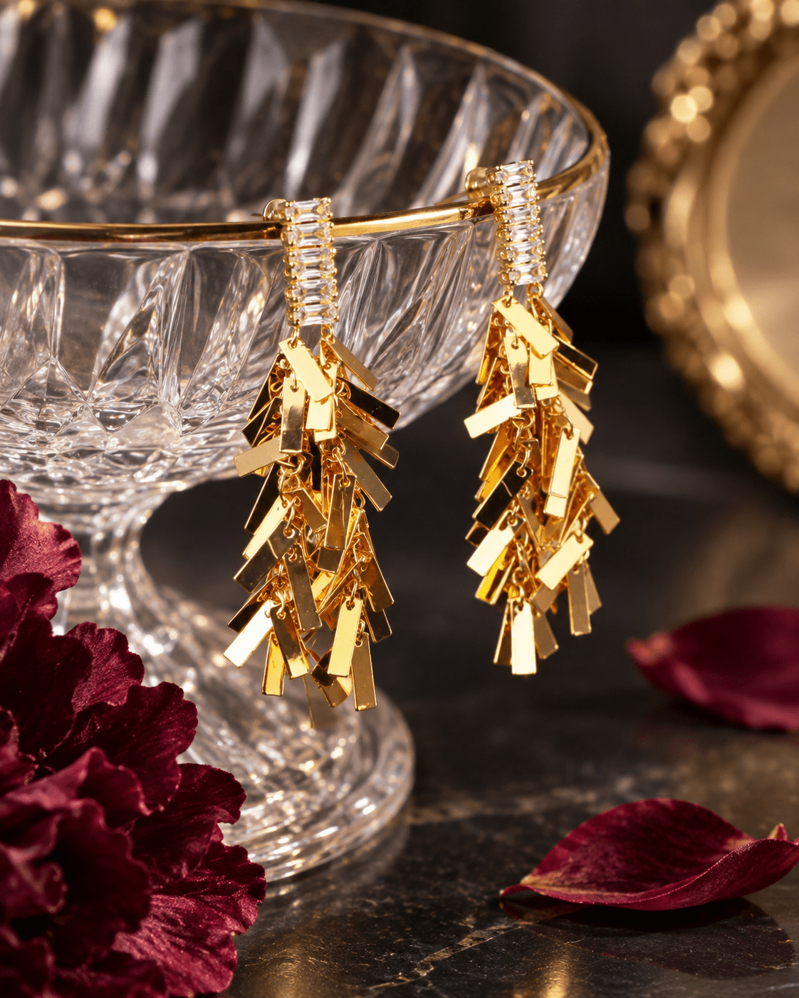 Baguette Fringe Bar Drop Earrings - Maxiblink