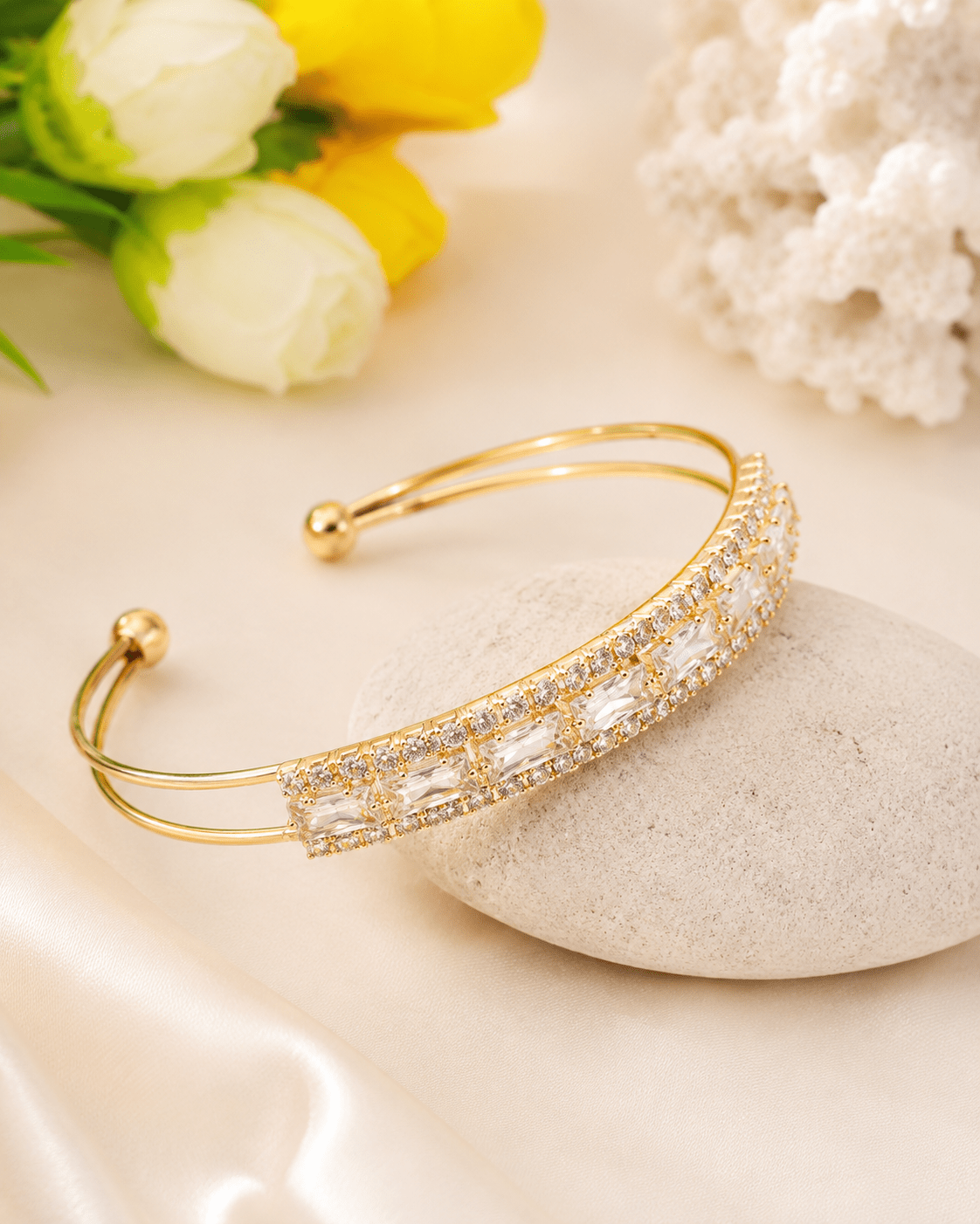 Baguette Halo Pave Cuff Bracelet - Maxiblink