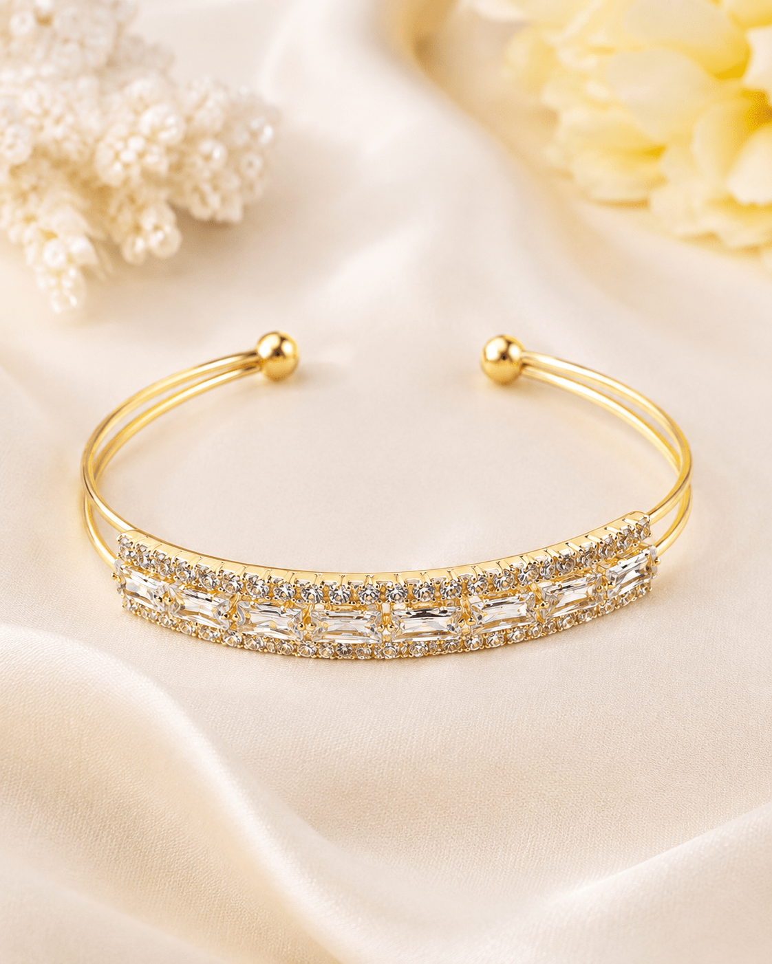 Baguette Halo Pave Cuff Bracelet - Maxiblink