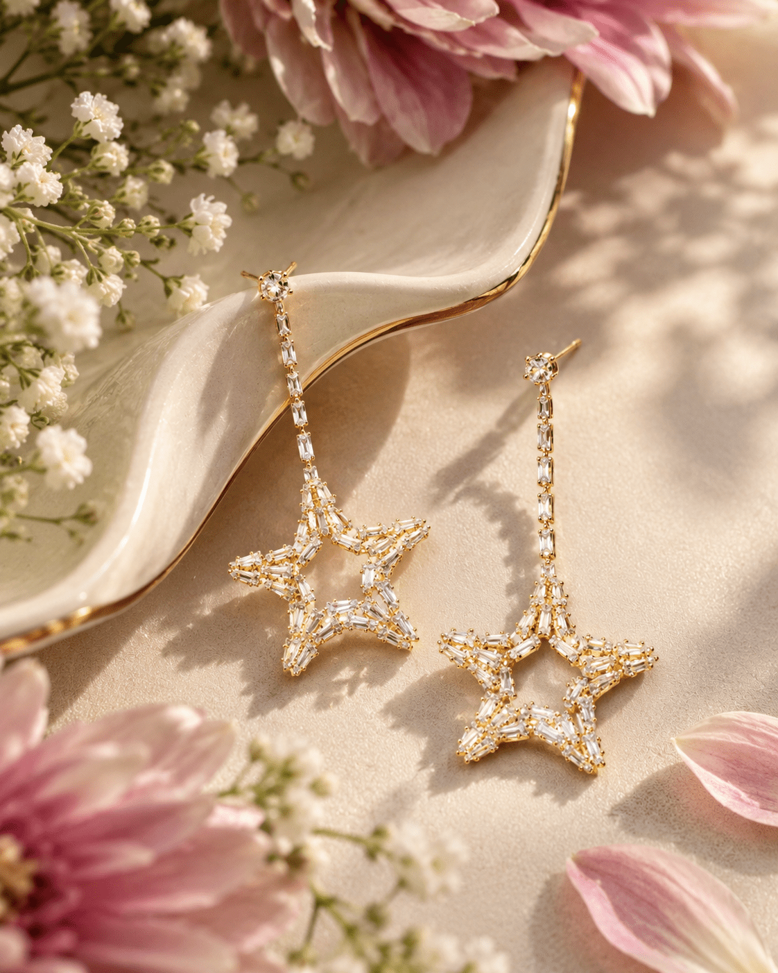 Baguette Star Drop Earrings - Maxiblink