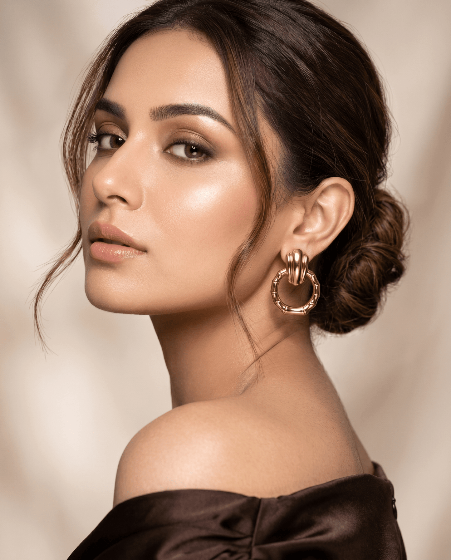 Bamboo Hoop Drop Earrings – 18K Gold Plated - Maxiblink
