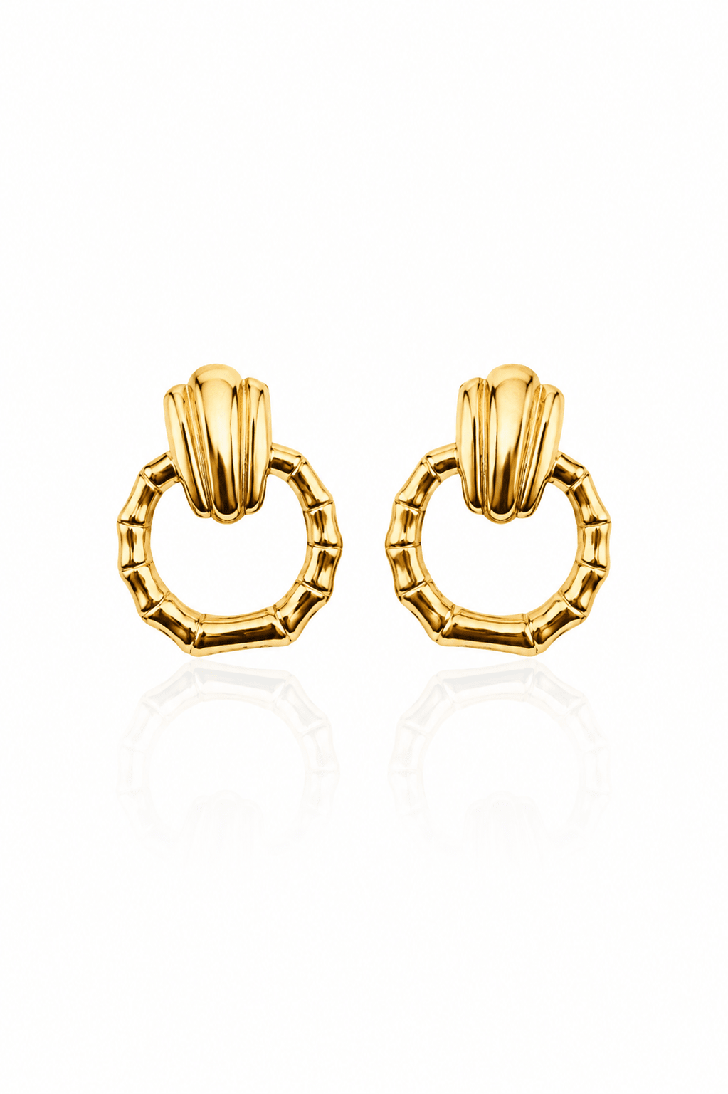Bamboo Hoop Drop Earrings – 18K Gold Plated - Maxiblink