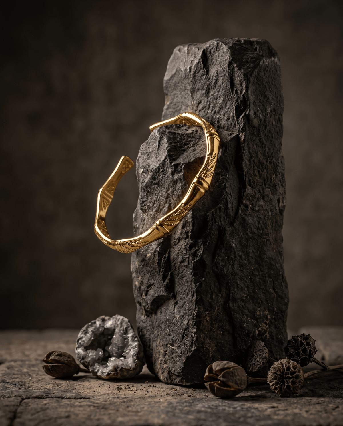 Bamboo Joint Open Bangle Bracelet - Maxiblink