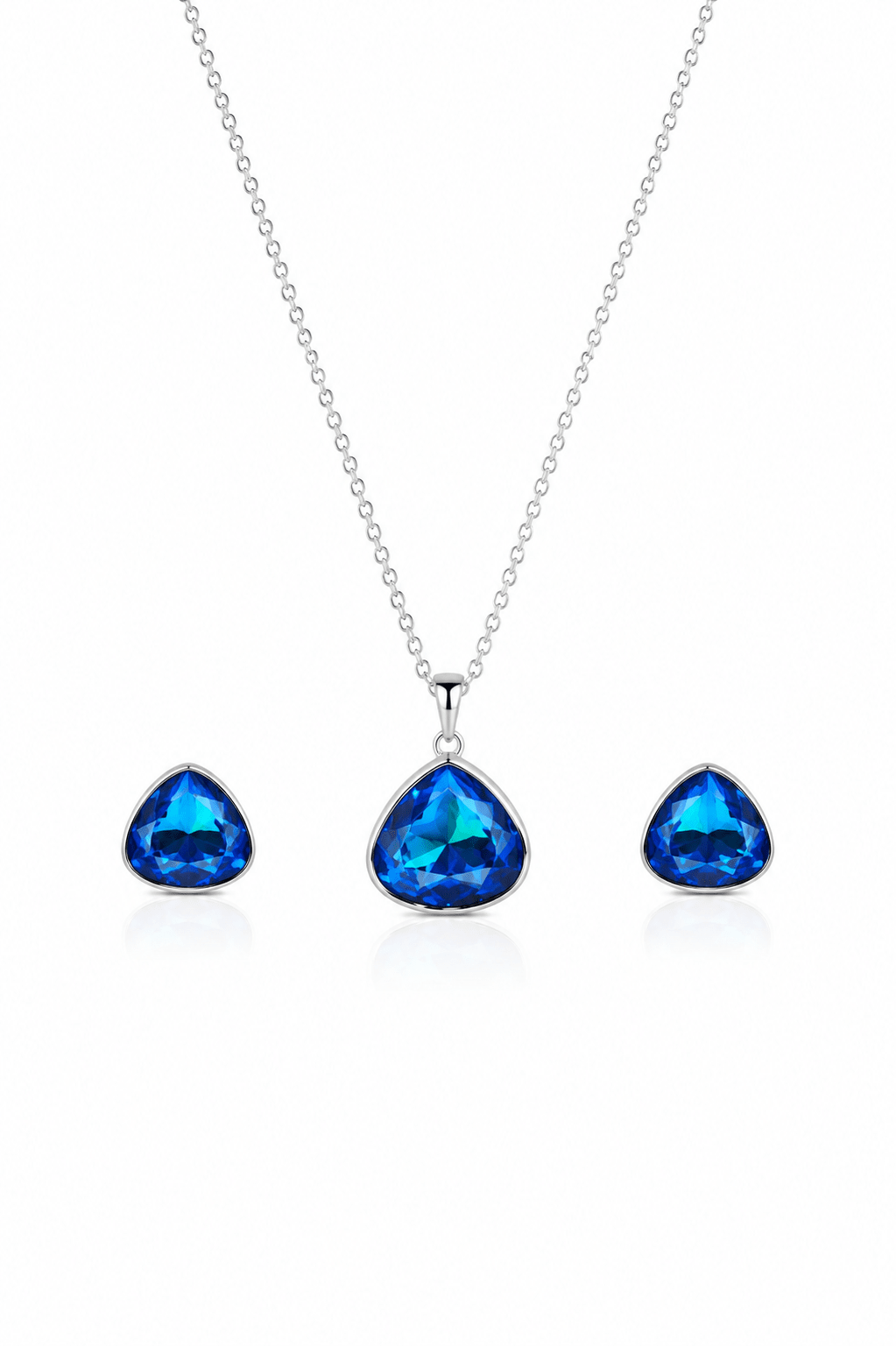 Blue Bermuda Crystal Trillion Pendant Set - Maxiblink