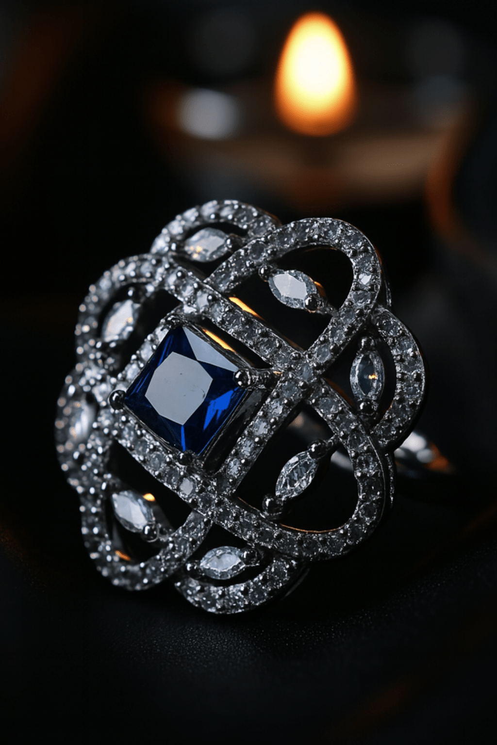 Blue CZ Grid Statement Ring - Maxiblink