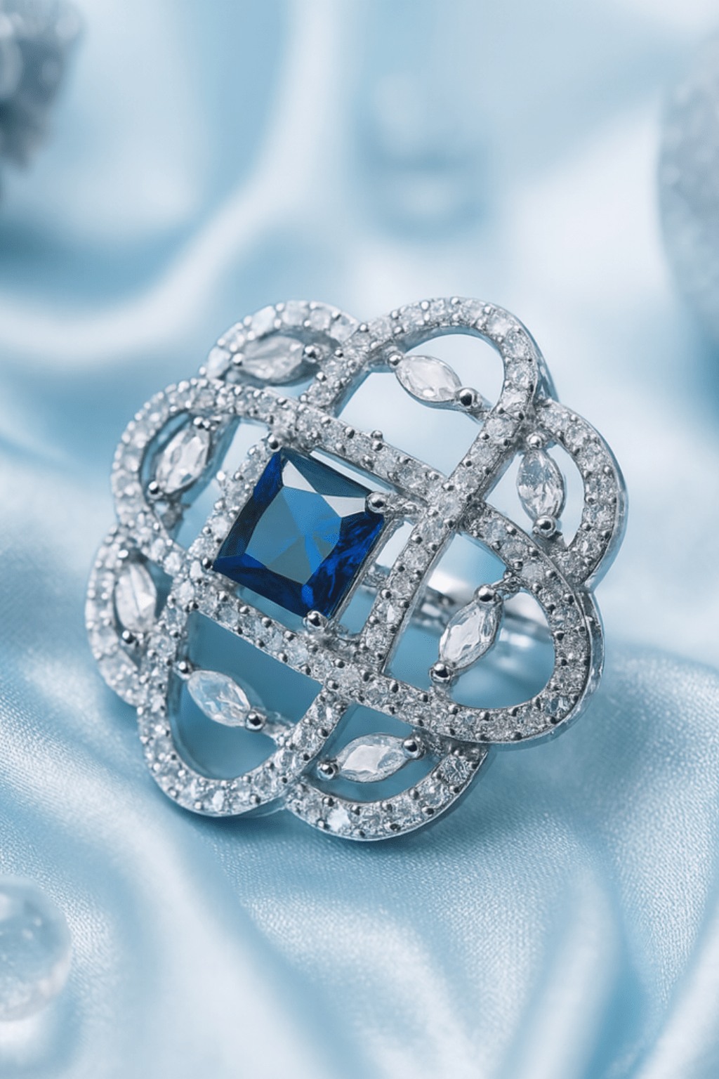 Blue CZ Grid Statement Ring - Maxiblink