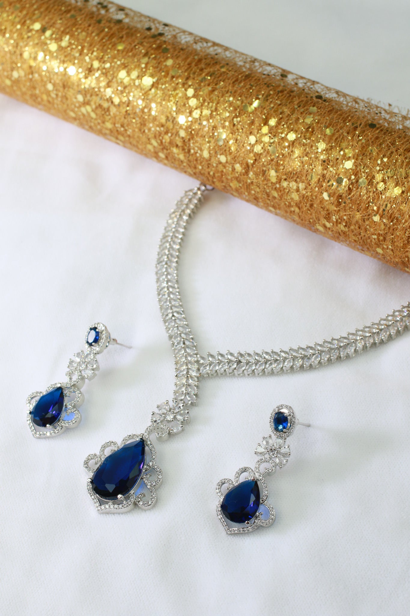 Blue Stone AD Necklace Set - Maxiblink