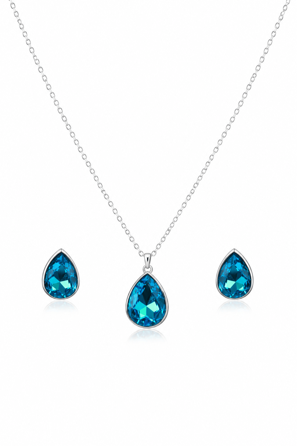 Blue Teardrop Crystal Pendant Set - Maxiblink