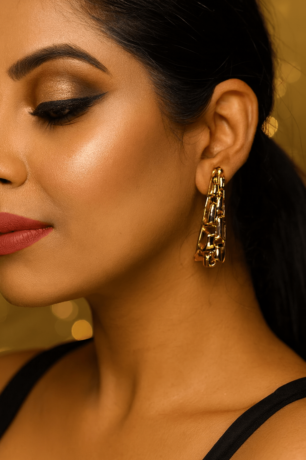 Bold Geometric Gold Hoop Earrings - Maxiblink