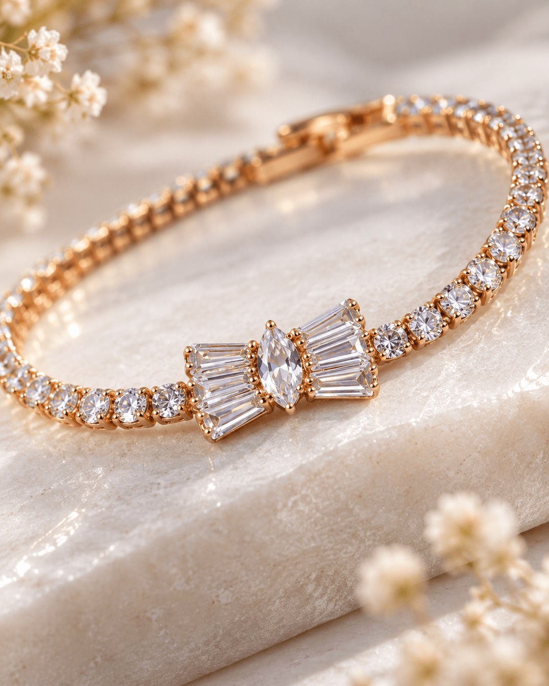 Bow Baguette Tennis Bracelet - Maxiblink