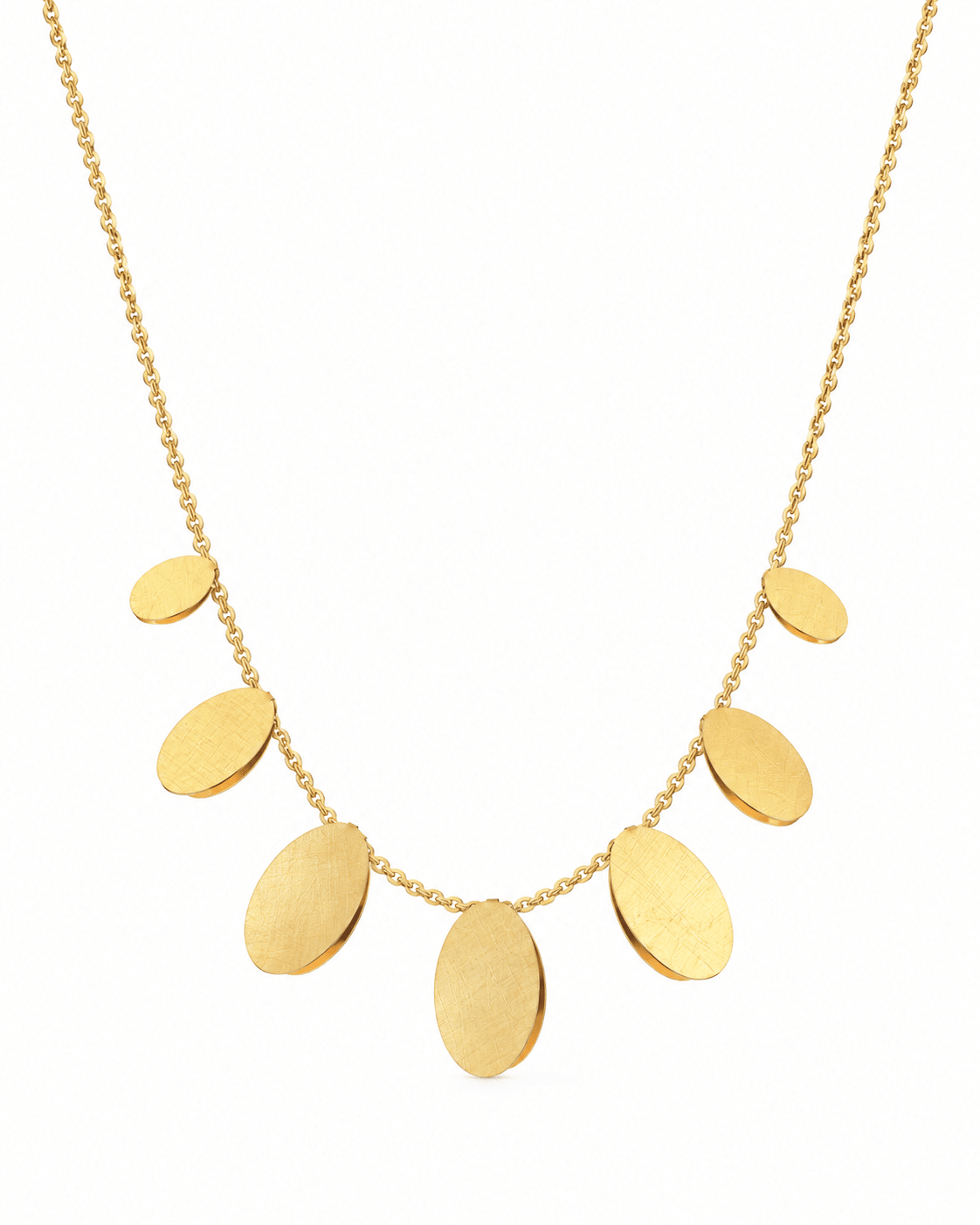 Brushed Gold Disc Dangle Necklace - Maxiblink