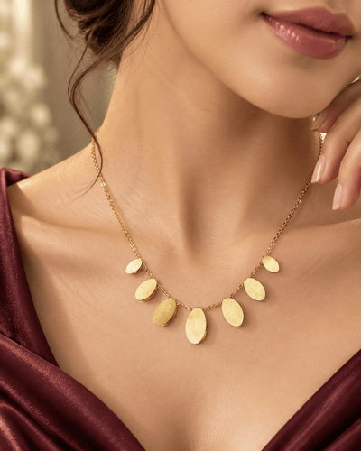 Brushed Gold Disc Dangle Necklace - Maxiblink