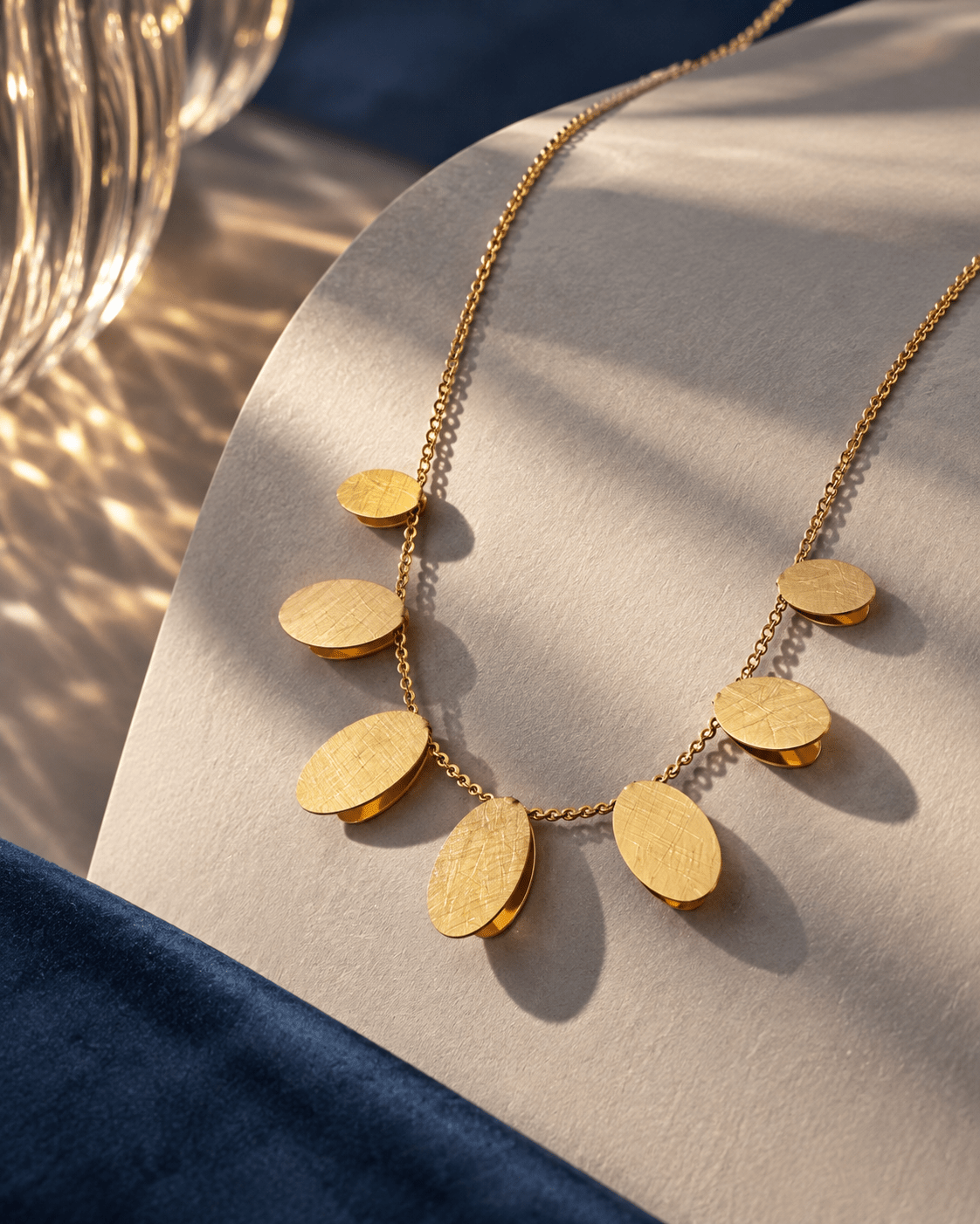 Brushed Gold Disc Dangle Necklace - Maxiblink