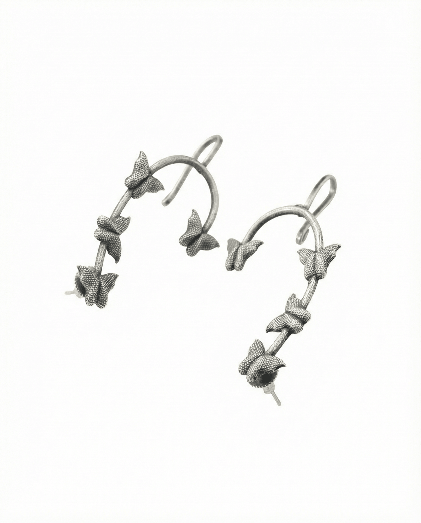 Butterfly Curve Oxidised German Silver Ear Cuff | Lightweight Antique Ear Wrap - Maxiblink
