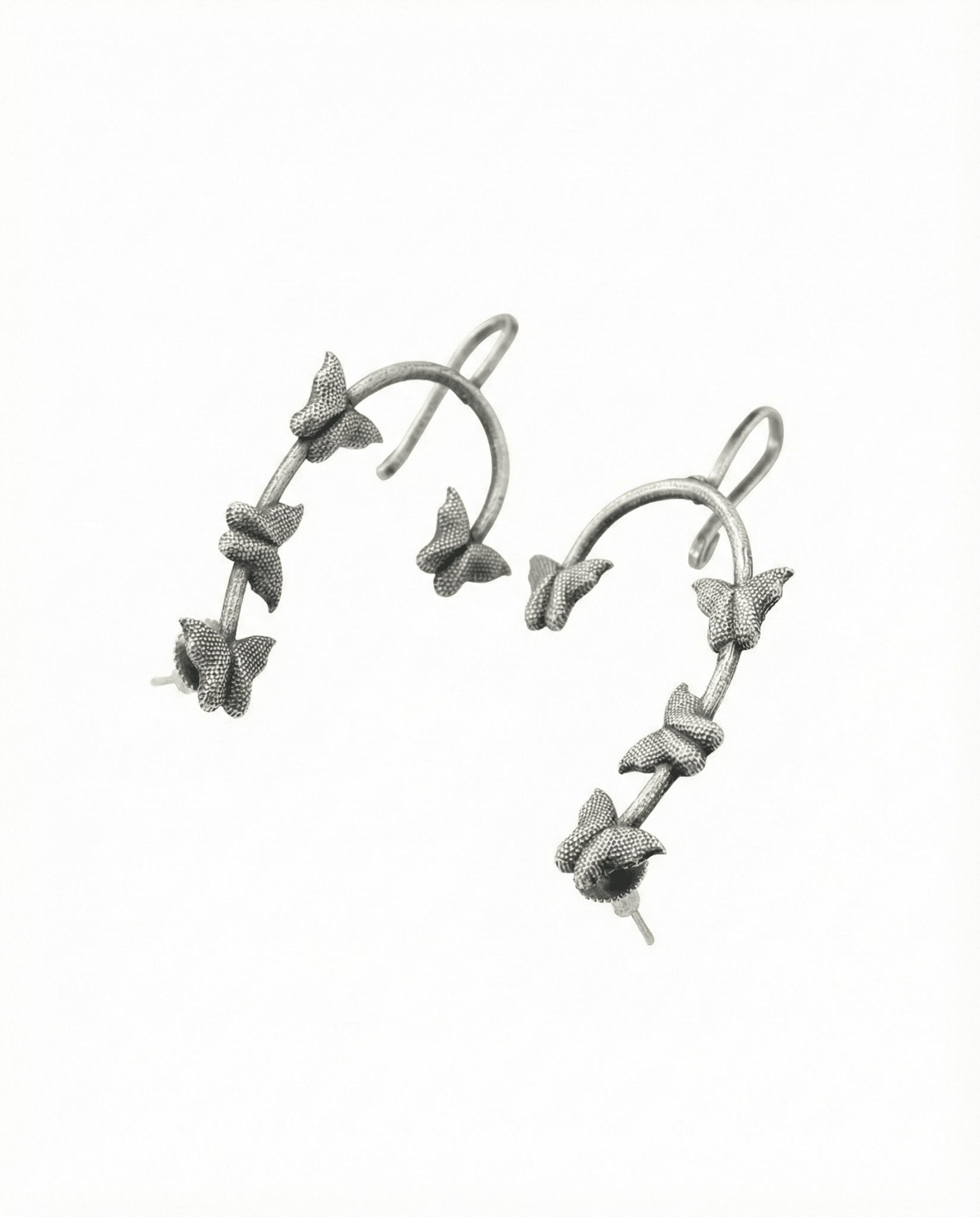 Butterfly Curve Oxidised German Silver Ear Cuff | Lightweight Antique Ear Wrap - Maxiblink