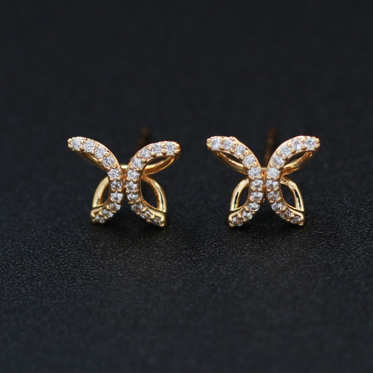 Butterfly Motif Stud Earrings in Gold - Maxiblink