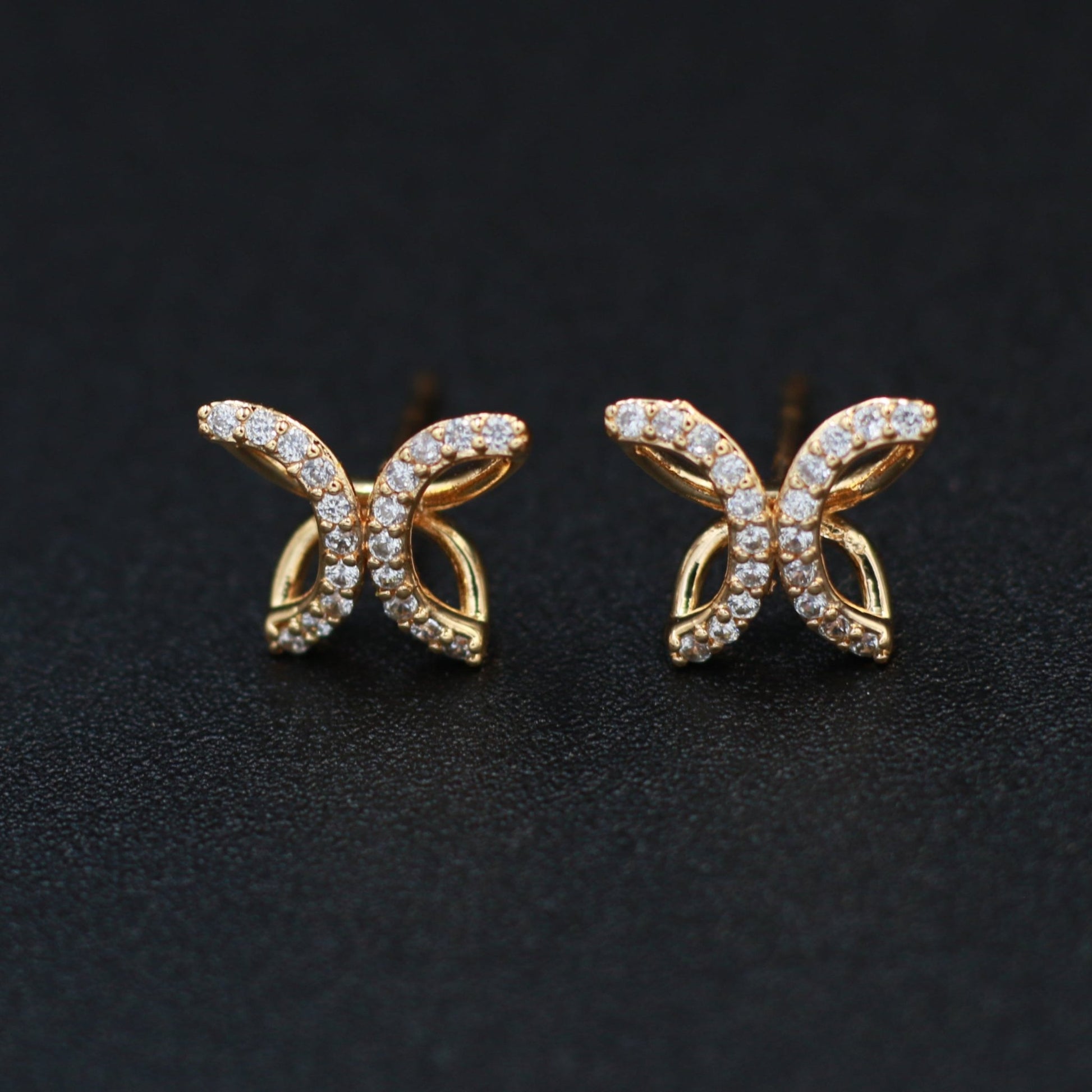 Butterfly Motif Stud Earrings in Gold - Maxiblink