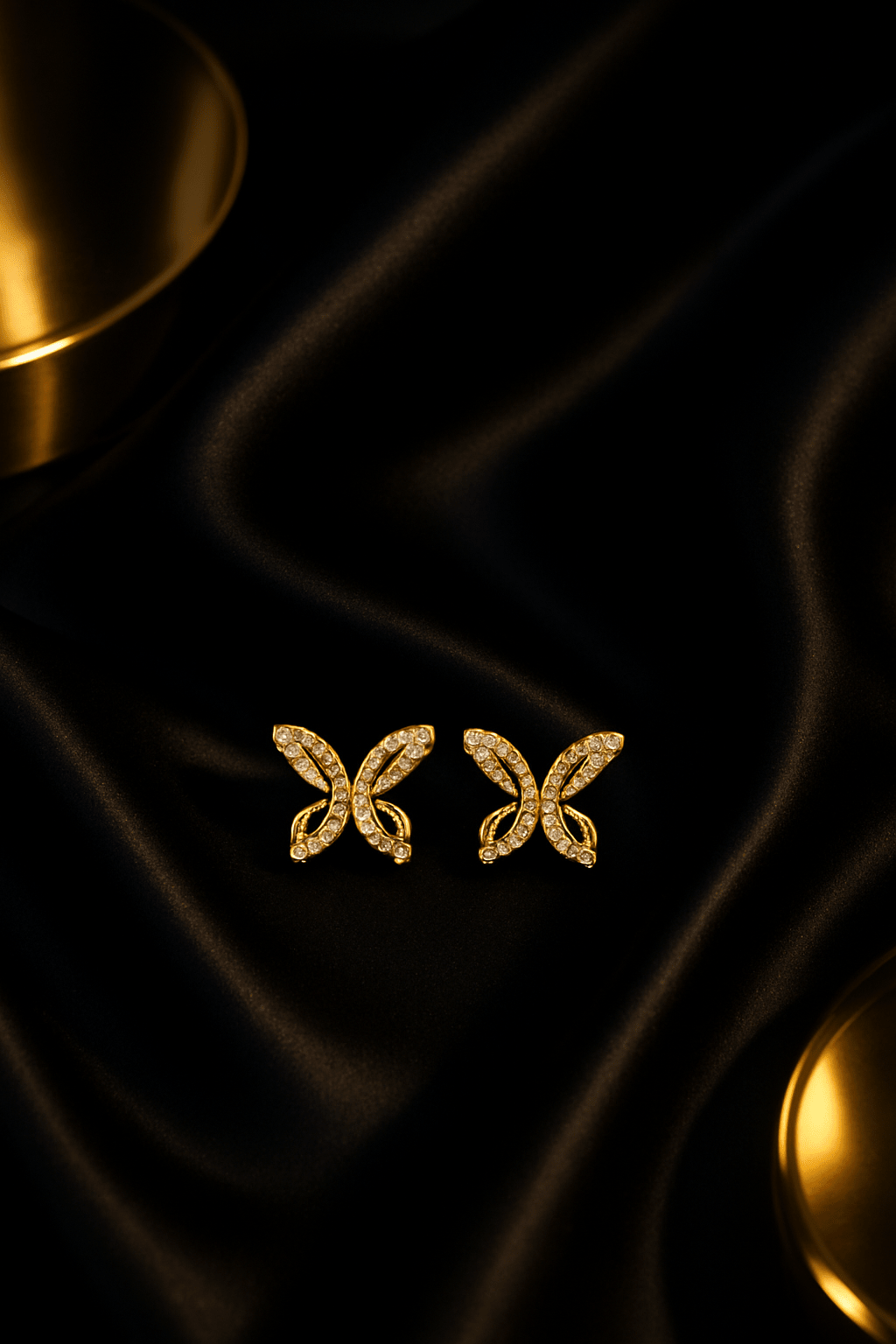 Butterfly Motif Stud Earrings in Gold - Maxiblink