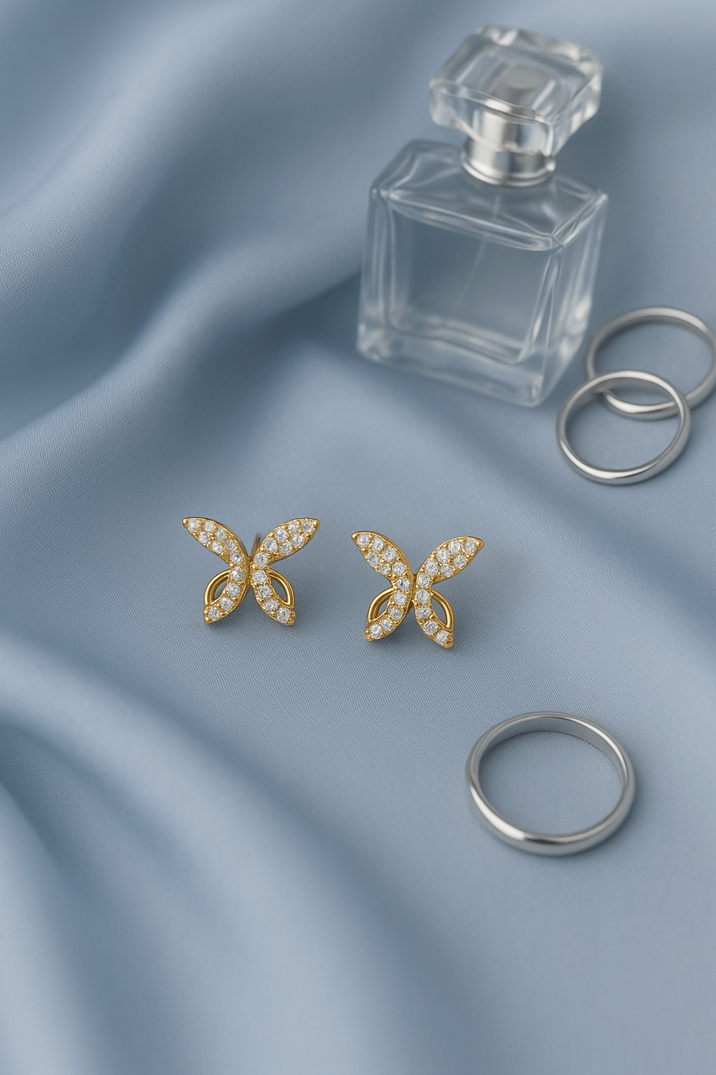 Butterfly Motif Stud Earrings in Gold - Maxiblink
