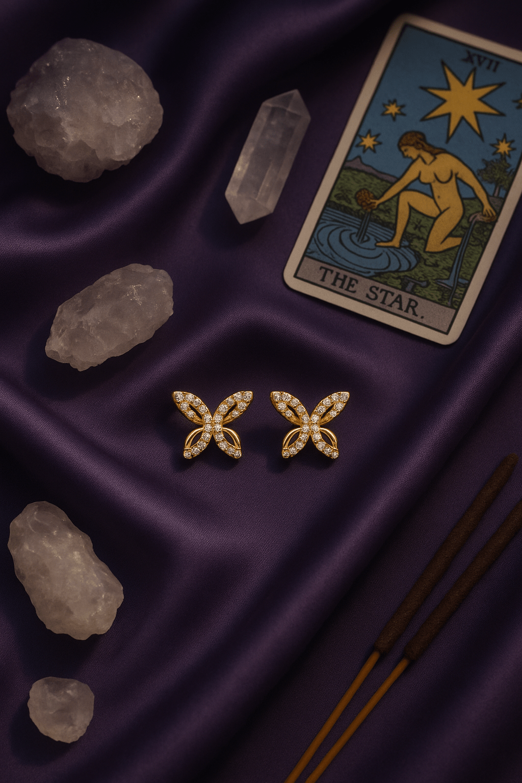 Butterfly Motif Stud Earrings in Gold - Maxiblink