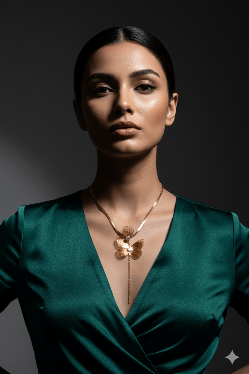 Butterfly Pendant Necklace – Gold Plated with CZ Stone, Anti - Tarnish - Maxiblink