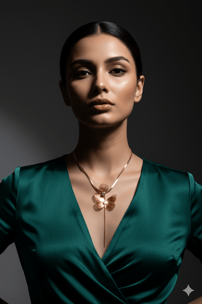Butterfly Pendant Necklace – Gold Plated with CZ Stone, Anti - Tarnish - Maxiblink