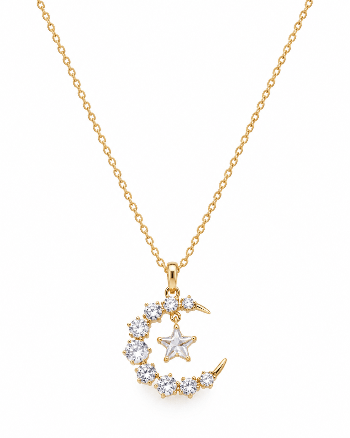 Celestial Moon & Star Pendant Necklace - Maxiblink