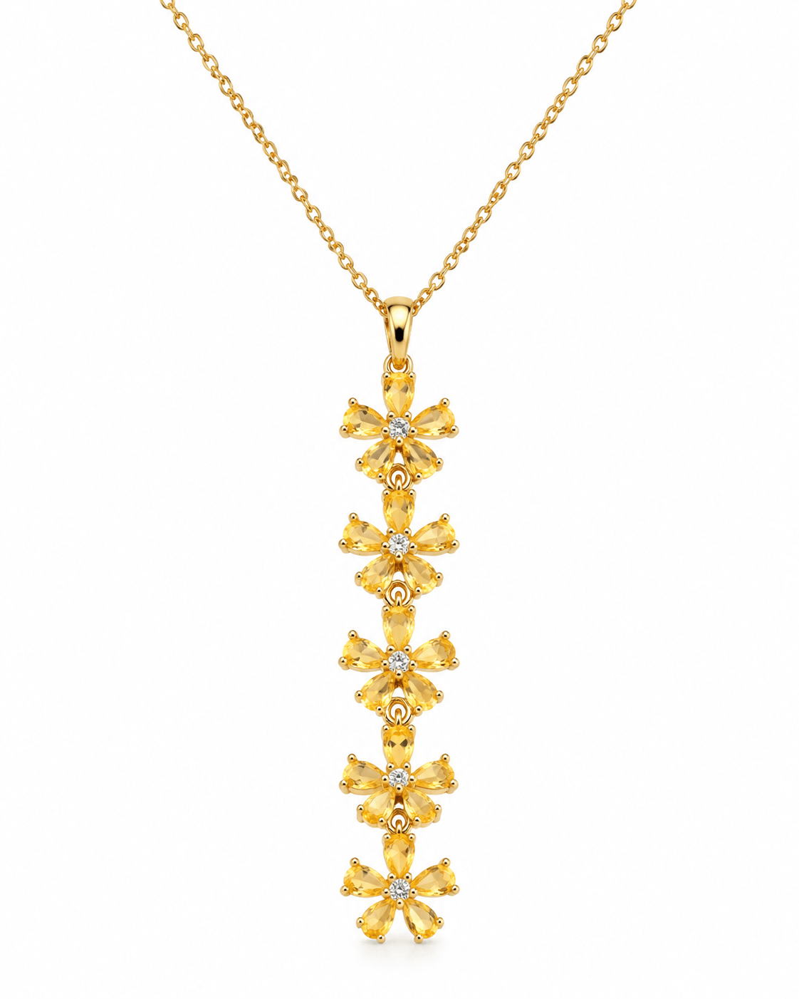 Citrine Crystal Flower Cascade Necklace - Maxiblink