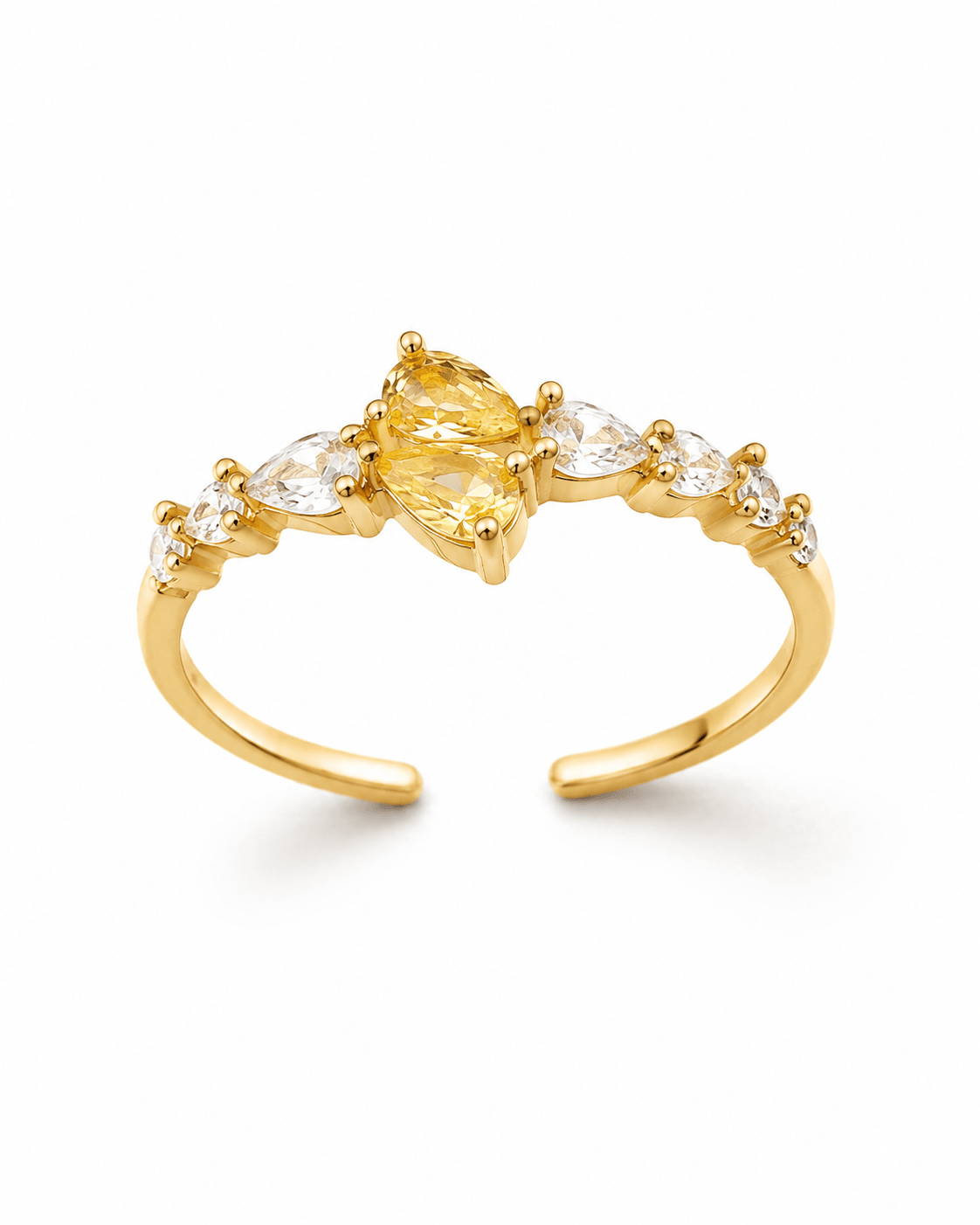 Citrine Pear Crystal Adjustable Ring - Maxiblink