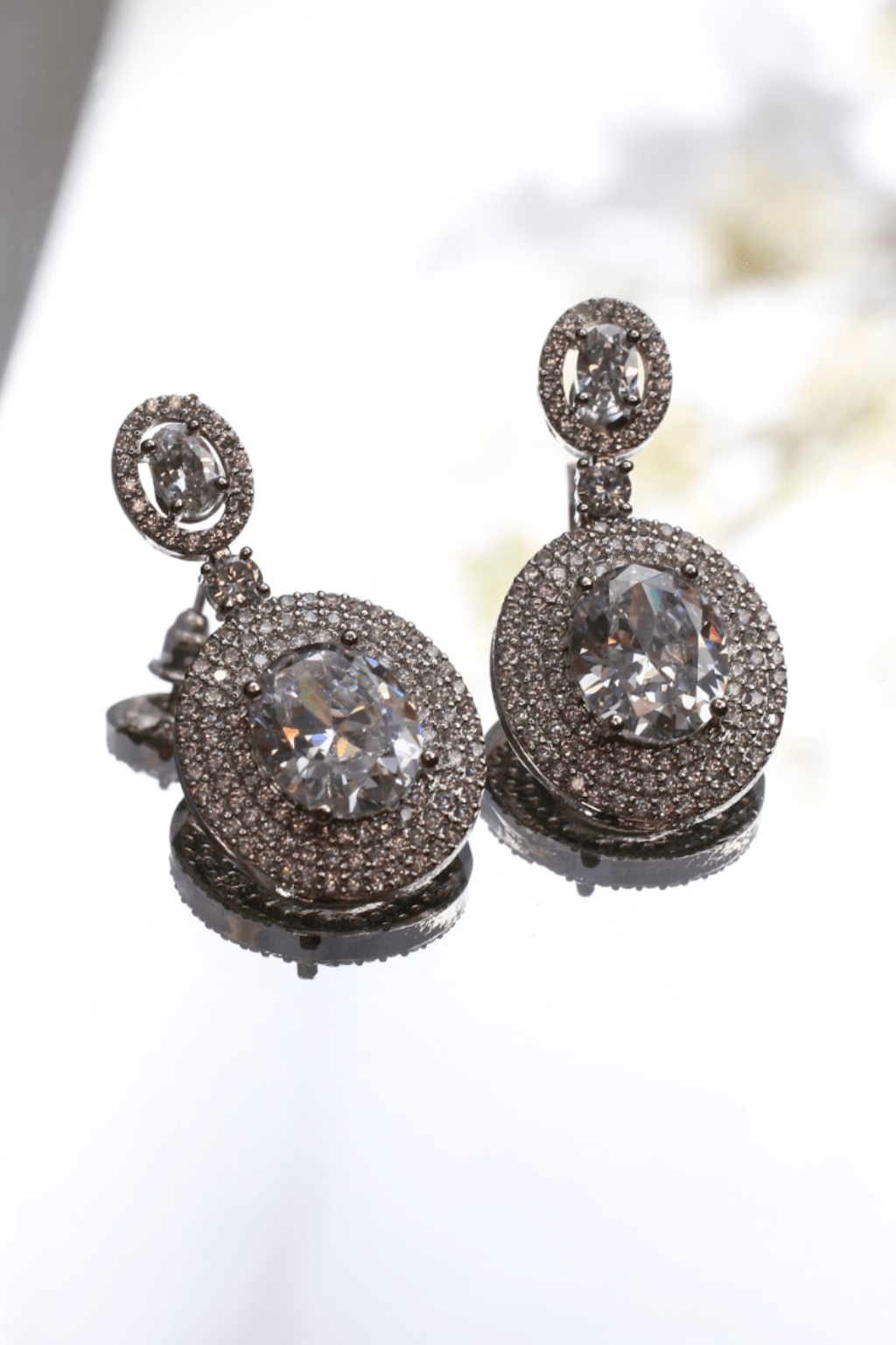 Classic Drop Earrings with Double CZ Halo - Maxiblink