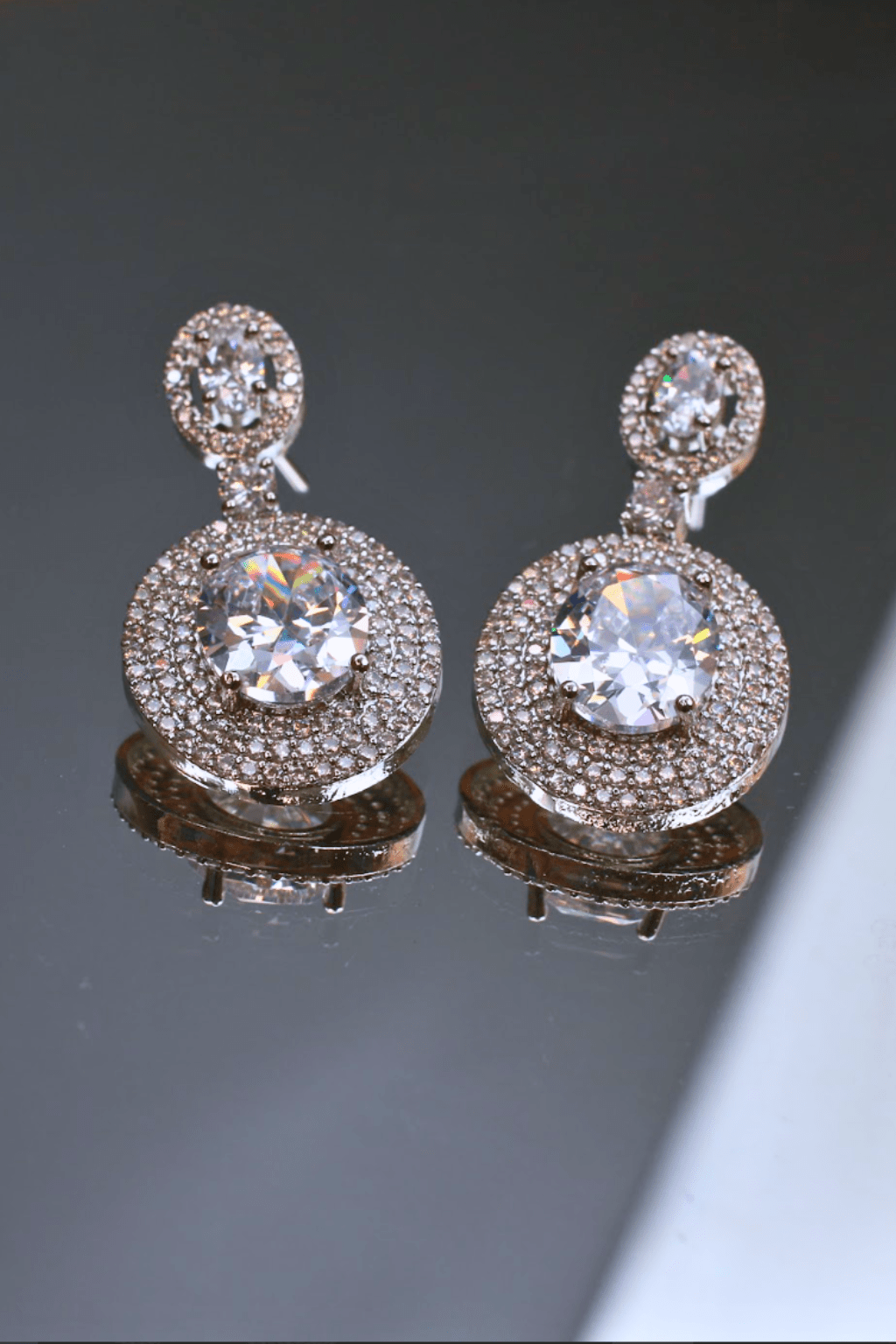 Classic Drop Earrings with Double CZ Halo - Maxiblink