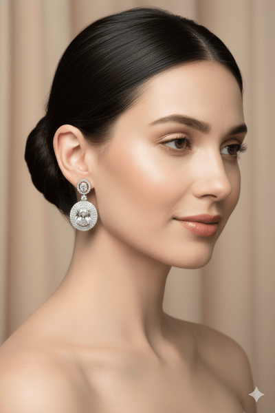 Classic Drop Earrings with Double CZ Halo - Maxiblink
