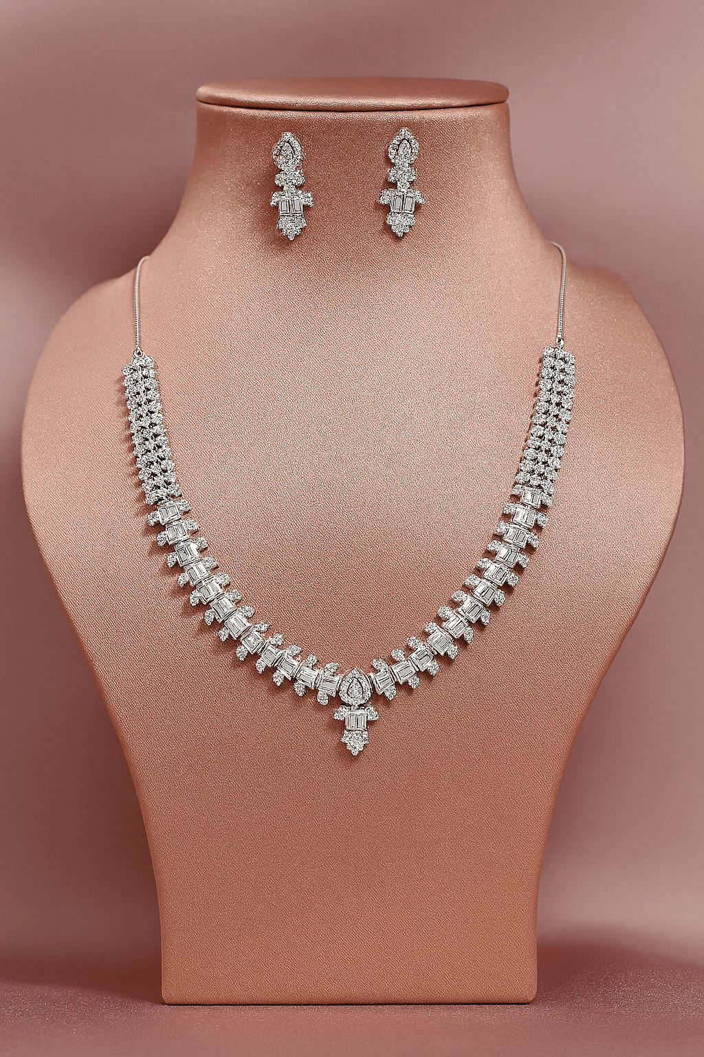 Classic Rectangle Clarity AD Necklace Set - Maxiblink