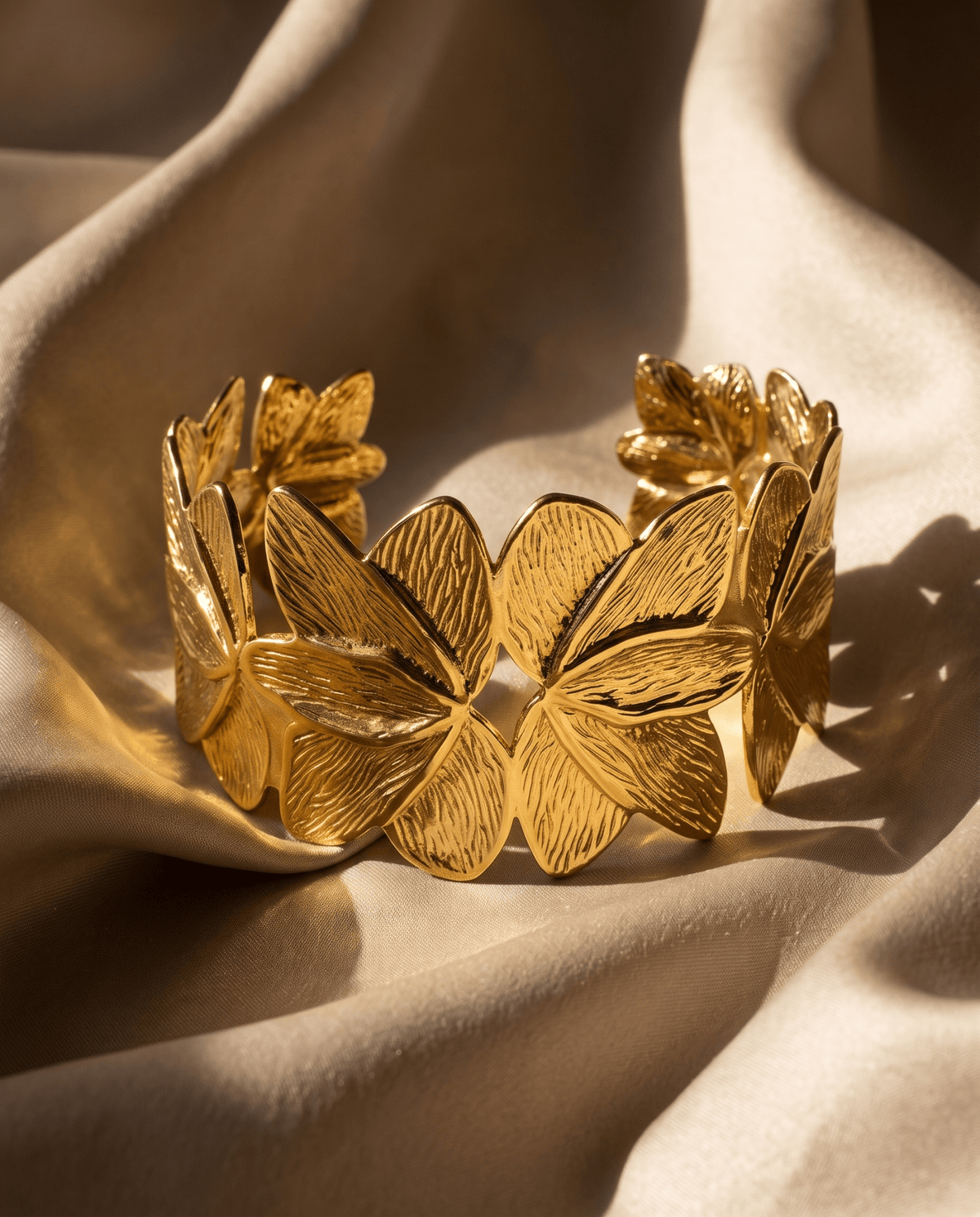 Clustered Petal Wide Cuff Bracelet - Maxiblink