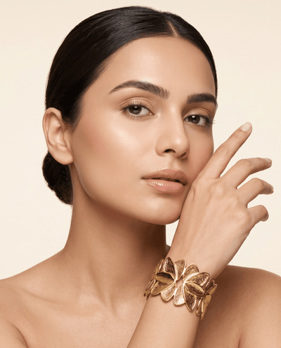 Clustered Petal Wide Cuff Bracelet - Maxiblink