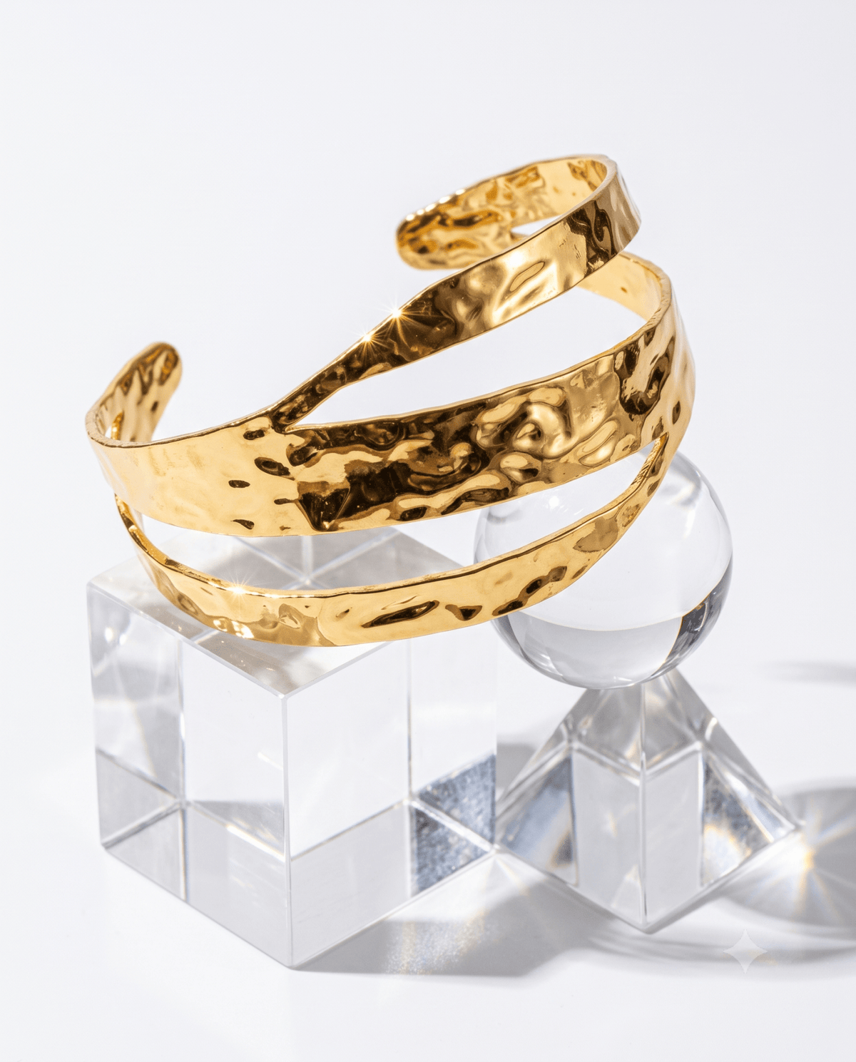 Crossing Wave Wide Cuff Bracelet - Maxiblink