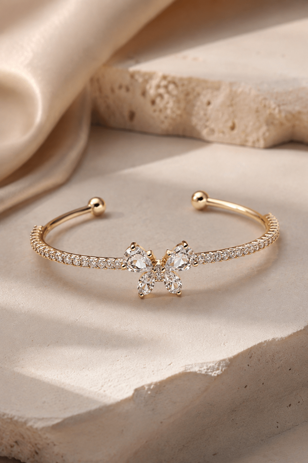 Crystal Butterfly Pave Cuff Bracelet - Maxiblink