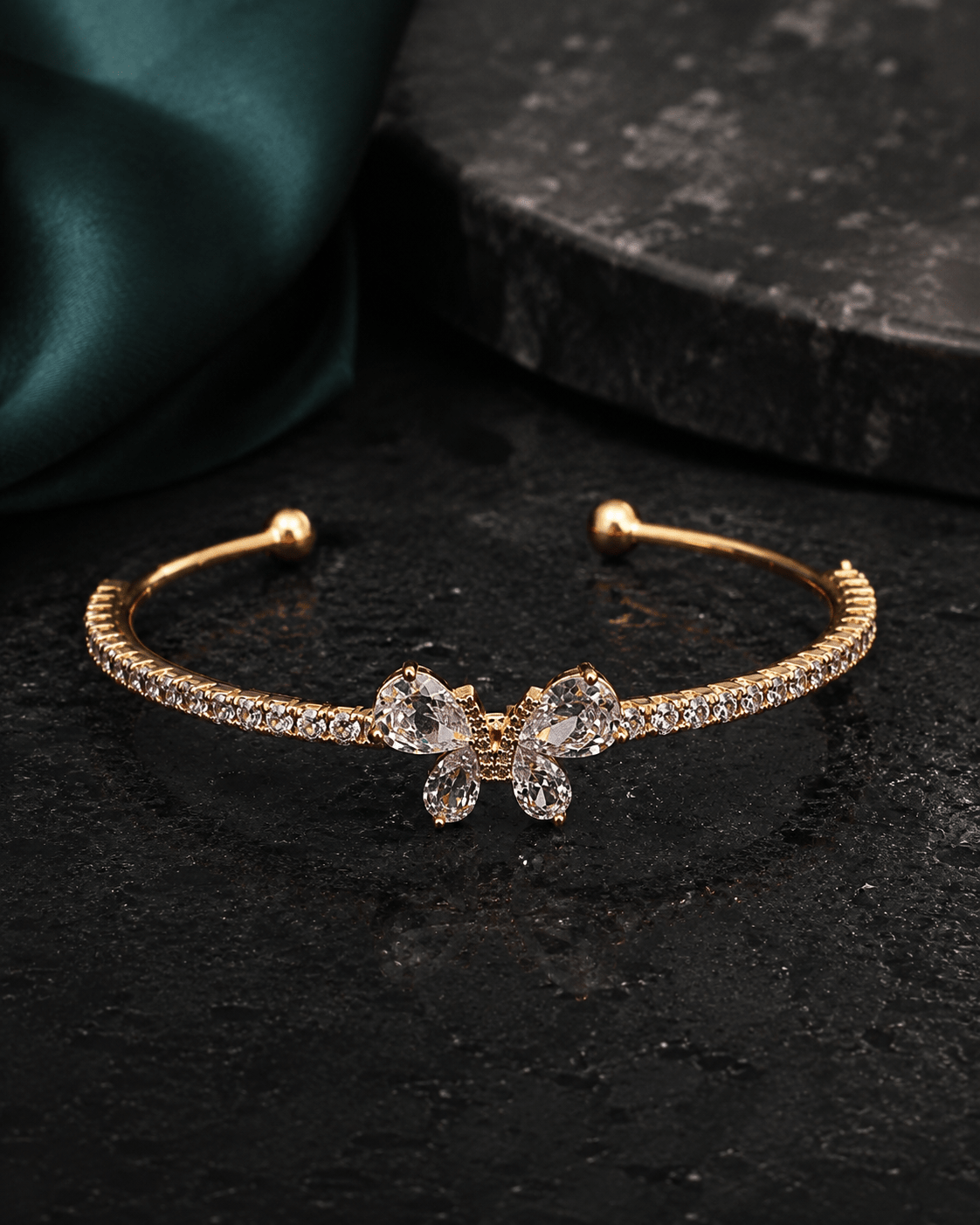 Crystal Butterfly Pave Cuff Bracelet - Maxiblink